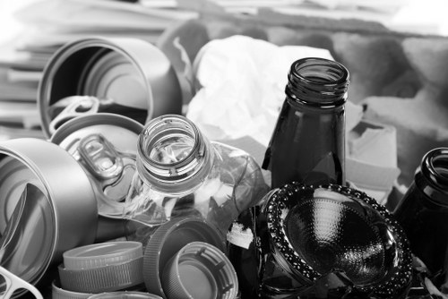 Stacks of sorted recyclables ready for drop-off at a transfer station